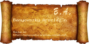 Benyovszky Arszlán névjegykártya